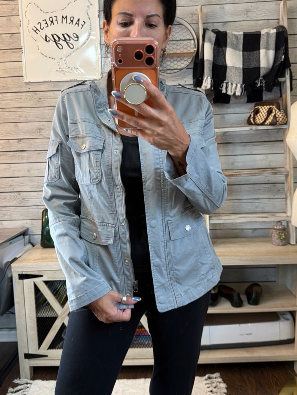Kensie Light Gray Women's Utility Jacket